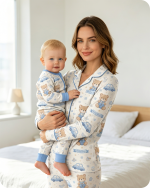 Mom & Baby Boy Teddy Bear Bamboo Pajama Set