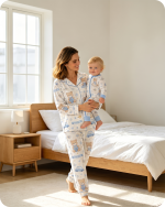 Mom & Baby Boy Teddy Bear Bamboo Pajama Set
