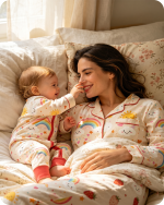Mom & Baby Girl Rainbow Bamboo Pajama Set