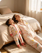 Mom & Baby Girl Rainbow Bamboo Pajama Set