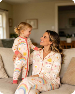 Mom & Baby Girl Rainbow Bamboo Pajama Set