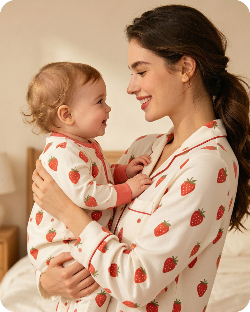 Mom & Baby Strawberry Bamboo Matching Sleepwear