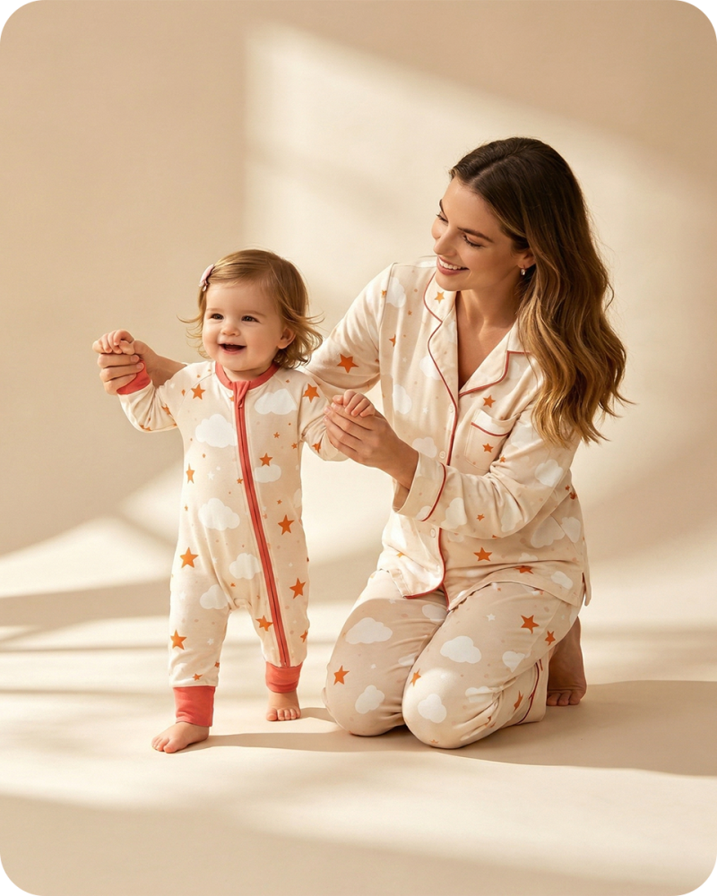 Mom & Daughter Cloud Star Bamboo Pajama Set