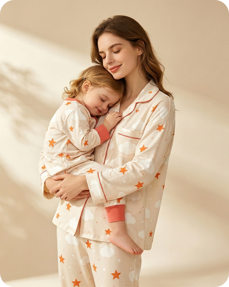 Mom & Daughter Cloud Star Bamboo Pajama Set