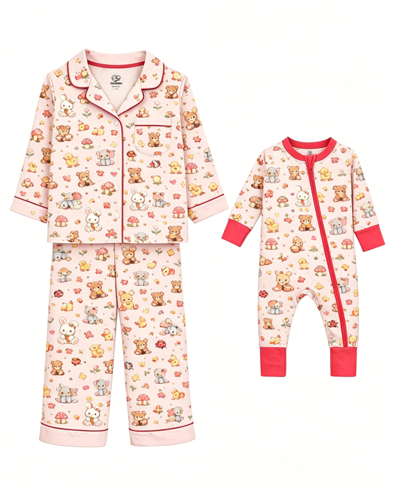 Mom and Daughter Matching Pajamas Cute Animal Print