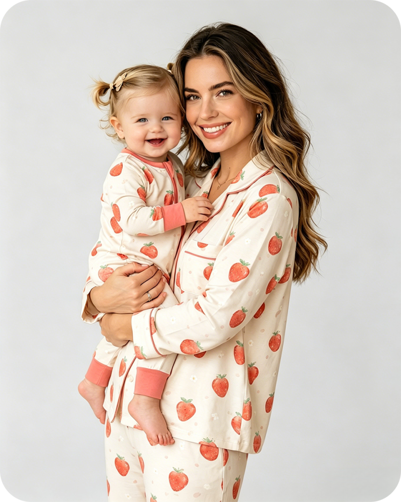 Mom and Me Strawberry Bamboo Matching Sleepwear