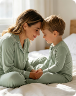 Mommy and Me Bamboo Loungewear Set Solid Green
