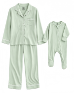 Mommy and Me Bamboo Loungewear Set Solid Green
