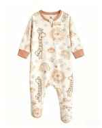 Baby Bamboo Sleepers Giraffe Cartoon Print