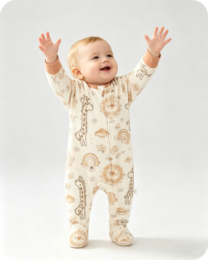Baby Bamboo Sleepers Giraffe Cartoon Print