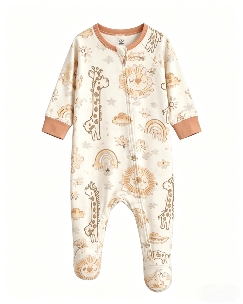 Baby Bamboo Sleepers Giraffe Cartoon Print