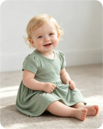 Bamboo Baby Girl Dress with Bodysuit Solid Green
