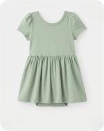 Bamboo Baby Girl Dress with Bodysuit Solid Green