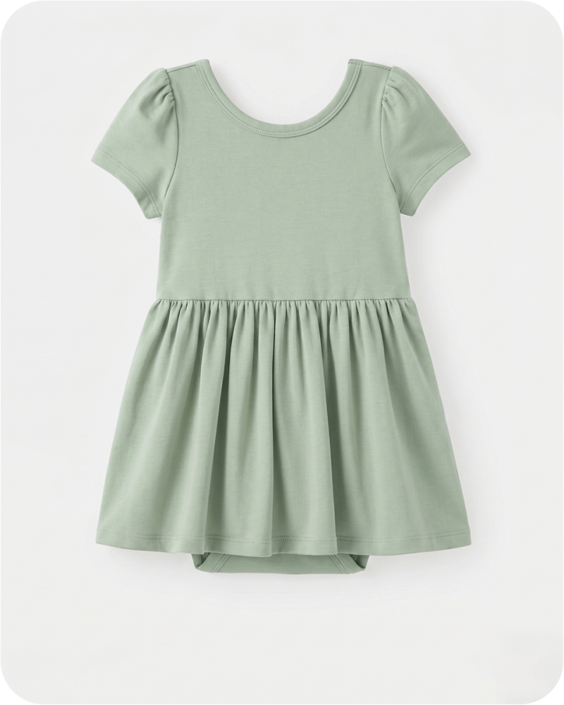 Bamboo Baby Girl Dress with Bodysuit Solid Green
