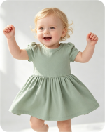Bamboo Baby Girl Dress with Bodysuit Solid Green