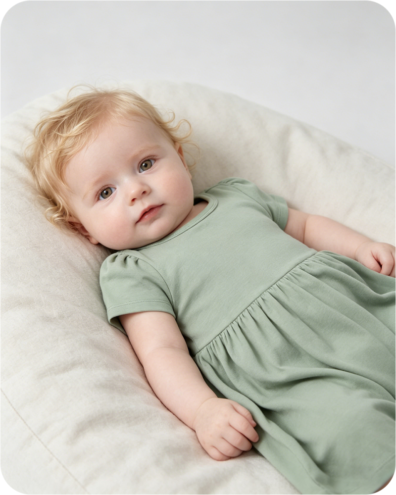 Bamboo Baby Girl Dress with Bodysuit Solid Green