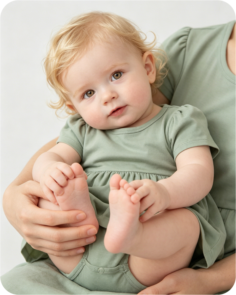 Bamboo Baby Girl Dress with Bodysuit Solid Green