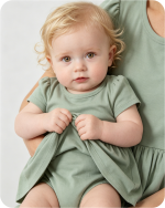 Bamboo Baby Girl Dress with Bodysuit Solid Green