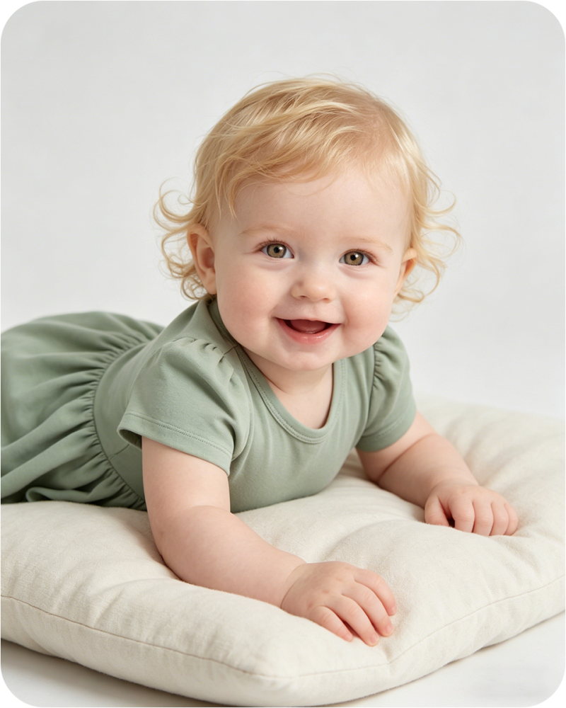 Bamboo Baby Girl Dress with Bodysuit Solid Green