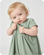 Bamboo Baby Girl Dress with Bodysuit Solid Green