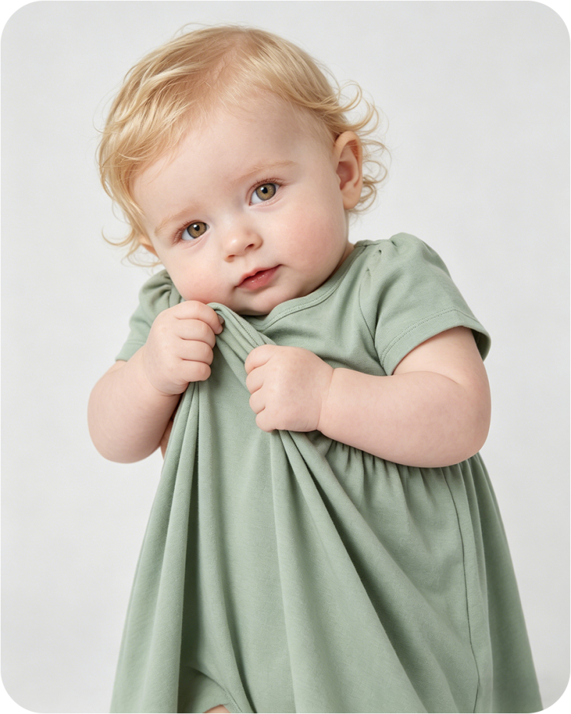 Bamboo Baby Girl Dress with Bodysuit Solid Green