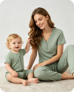 Bamboo Baby Shorty Zippy Romper Solid Green