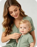 Bamboo Baby Shorty Zippy Romper Solid Green