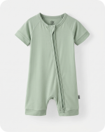 Bamboo Baby Shorty Zippy Romper Solid Green