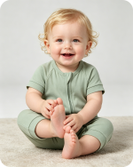 Bamboo Baby Shorty Zippy Romper Solid Green