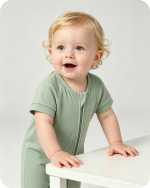 Bamboo Baby Shorty Zippy Romper Solid Green