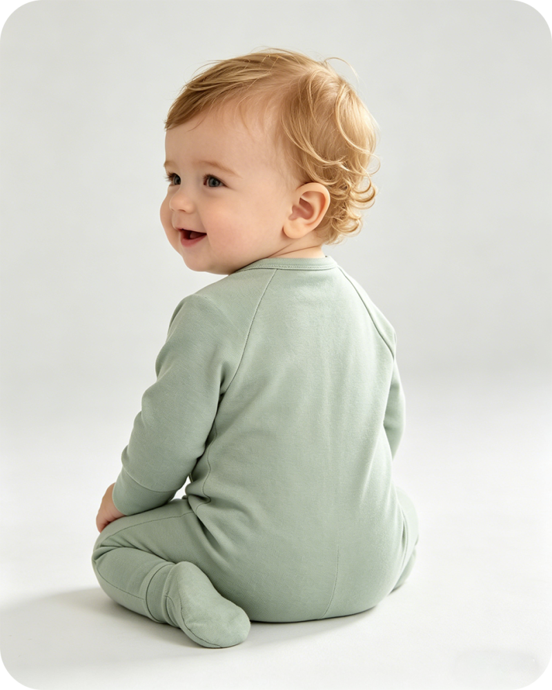 Bamboo Baby Sleeper Zip Footie Solid Green
