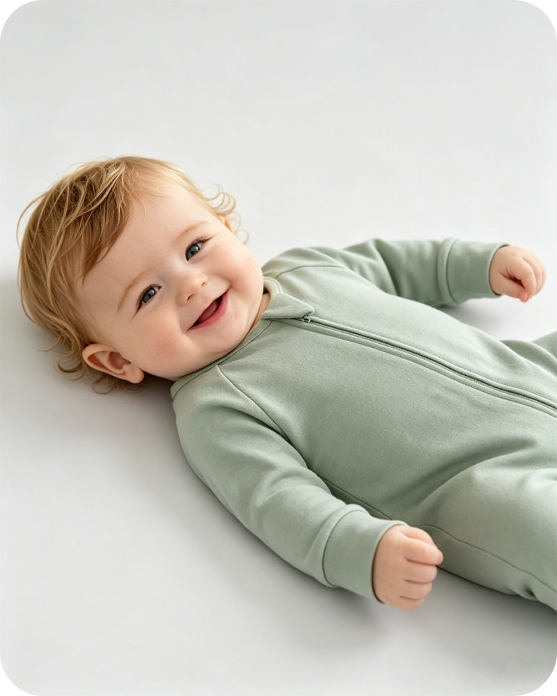Bamboo Baby Sleeper Zip Footie Solid Green