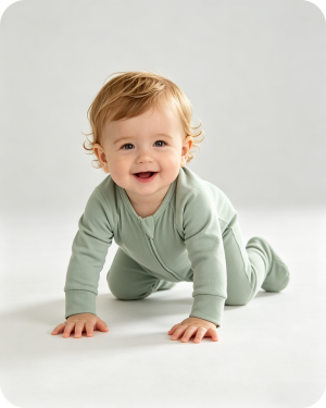 Bamboo Baby Sleeper Zip Footie Solid Green