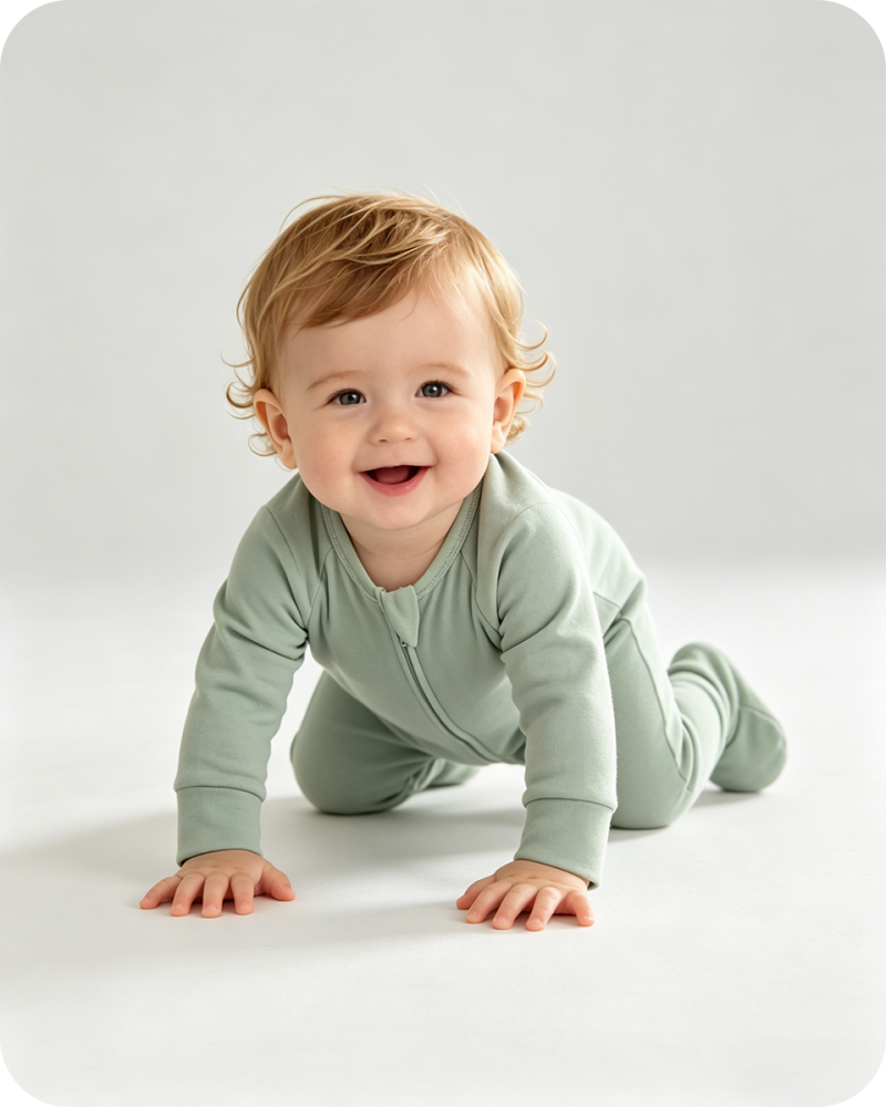 Bamboo Baby Sleeper Zip Footie Solid Green