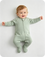 Bamboo Baby Sleeper Zip Footie Solid Green