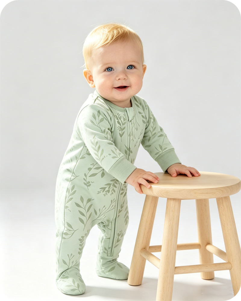 Bamboo Newborn Sleeper Soft Leaf Print