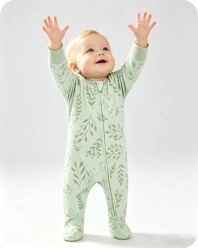 Bamboo Newborn Sleeper Soft Leaf Print