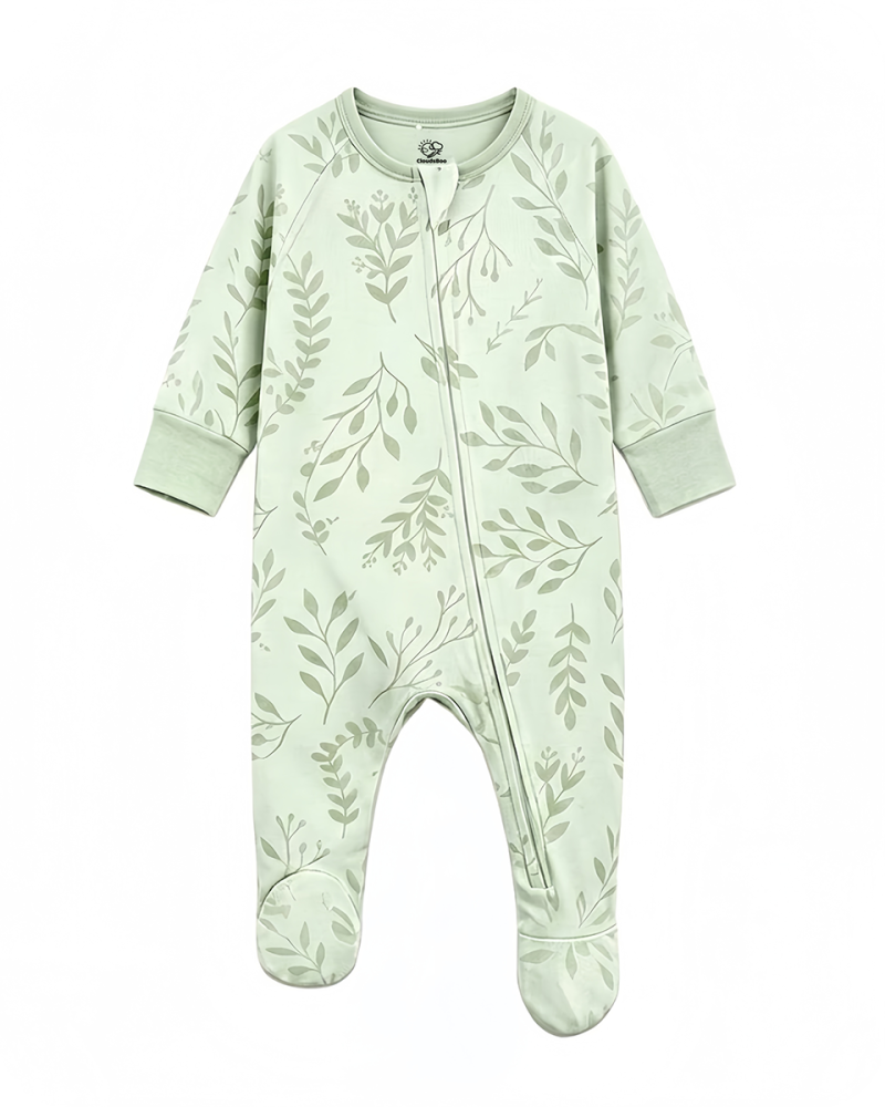 Bamboo Newborn Sleeper Soft Leaf Print