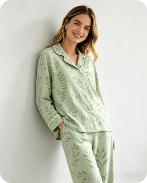 Bamboo Women's Pajamas Breathable Leaf Print