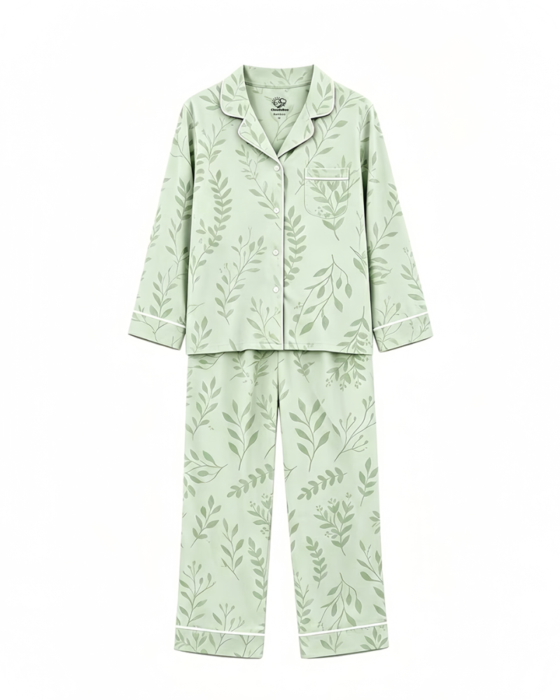 Bamboo Women's Pajamas Breathable Leaf Print