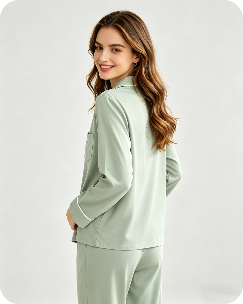 Bamboo Women’s Pajamas Set Solid Green