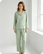 Bamboo Women’s Pajamas Set Solid Green