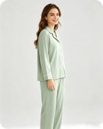 Bamboo Women’s Pajamas Set Solid Green