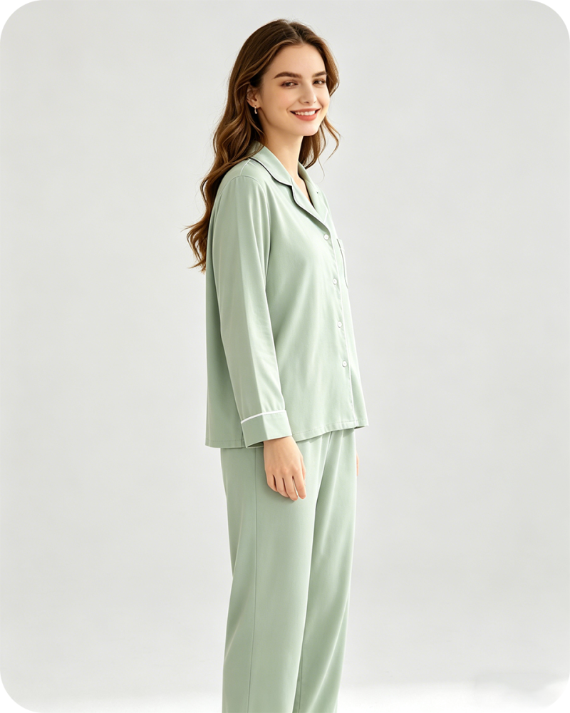 Bamboo Women’s Pajamas Set Solid Green