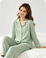 Bamboo Women’s Pajamas Set Solid Green