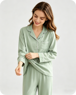 Bamboo Women’s Pajamas Set Solid Green