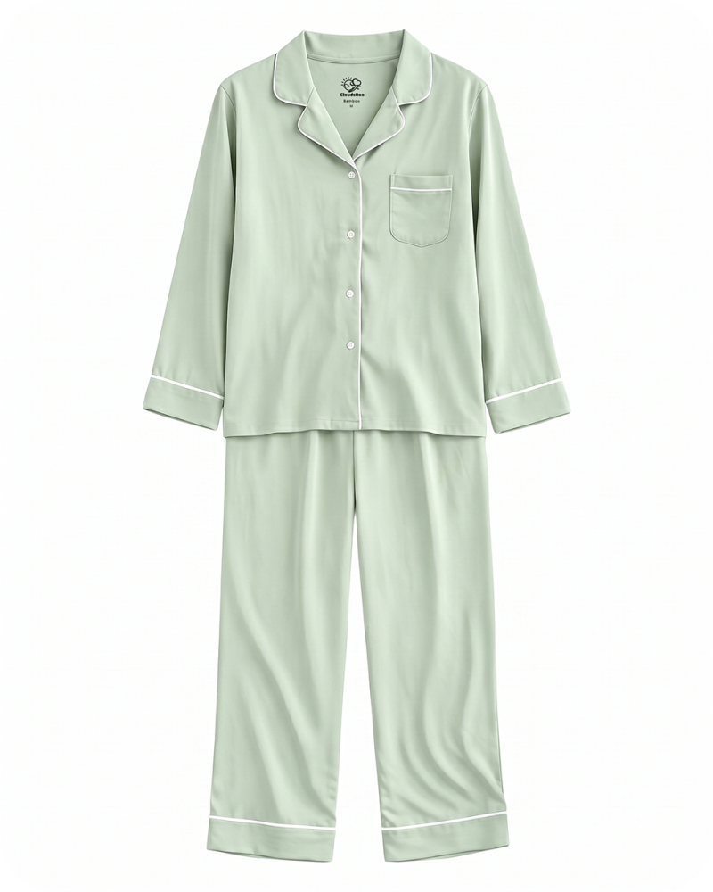 Bamboo Women’s Pajamas Set Solid Green