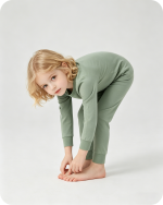 Kids Bamboo Pajama Set Long Sleeve Two-Piece Solid Green