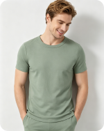 Men’s Bamboo Pajama Set Two-Piece Solid Green