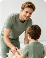 Men’s Bamboo Pajama Set Two-Piece Solid Green